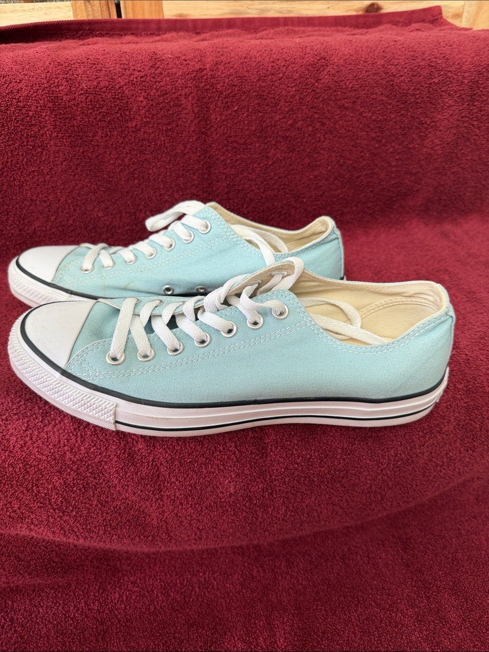 Converse Men and women Low-Top Canvas Sneakers in Light Teal with White Accents - Picture 2 of 6
